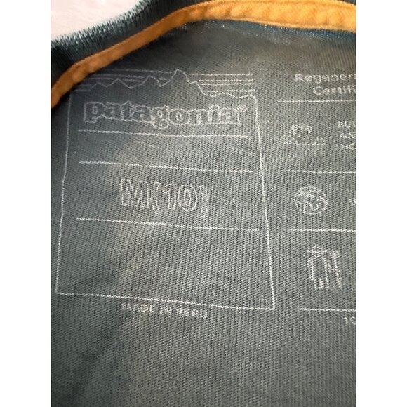 Patagonia M (10) Long Sleeve Tee T-shirt Alpaca Graphic Cotton FLAW - Picture 2 of 7